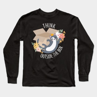 Think outside the box cute funny cat lover Long Sleeve T-Shirt